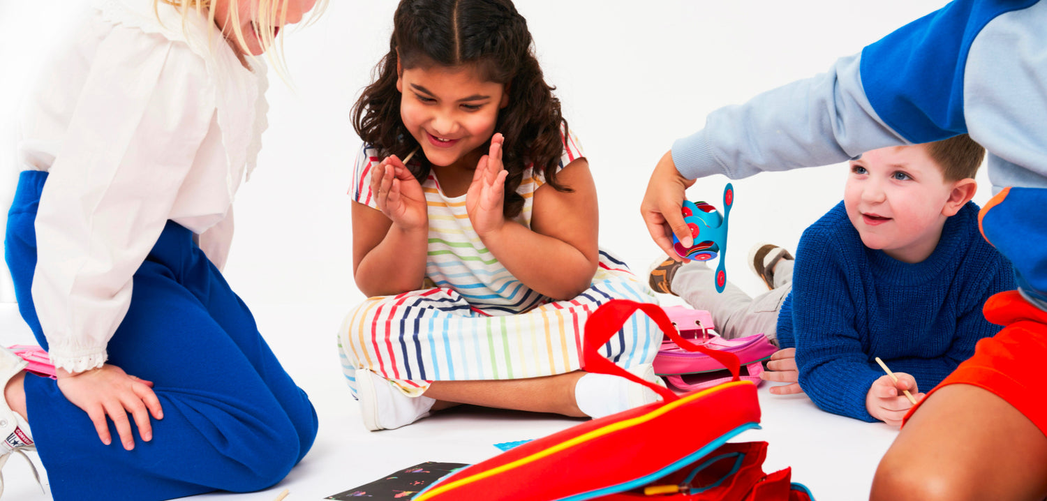 Kids playing with toys from Keke bags